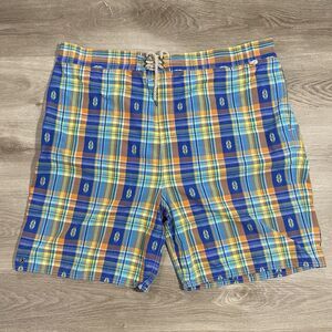 Polo Ralph Lauren Mens Board Shorts Swim Suit Trunks 3XLB Big Colorful Plaid